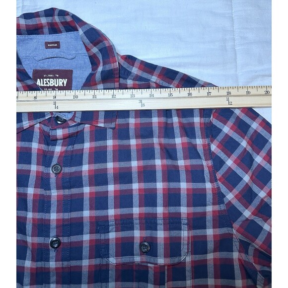 Alesbury 100% Cotton Navy Plaid Button Up Shirt Regular Pockets Men's‎ MED NWOT - Picture 10 of 10
